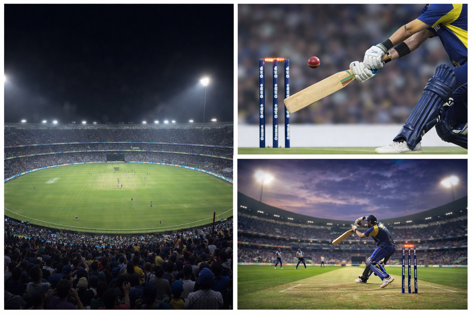 cricket stadium crowd IPL style,
batsman hitting shot cricket match,
cricket match action stadium view.
