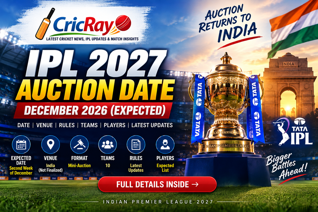 IPL 2027 Auction Date expected in December 2026 with latest auction updates